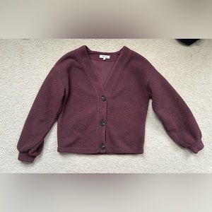 Madewell Burgundy (ReSourced Fleece Crop Cardigan)